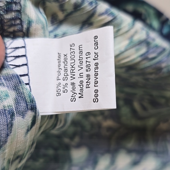 New York Collection Green and Blue Asymmetrical 3/4 Sleeve Tunic Size 2x NwT. - Picture 7 of 8